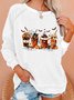 Skeleton Coffee Cups Halloween Casual Sweatshirt