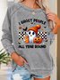 Retro I Ghost People Halloween Cute Ghost Pumpkin Casual Sweatshirt
