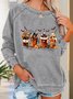 Skeleton Coffee Cups Halloween Casual Sweatshirt