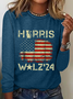 American Flag Print Casual Long Sleeve Shirt