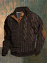 Men's Casual Vintage Print Half Collar Button Sweatshirt