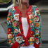 3D Printing Christmas Santa Crochet Art Print Long Sleeve Knitted Cardigan