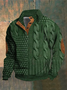 Men's Casual Vintage Print Half Collar Button Sweatshirt