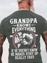Grandpa -Knows Everything If He Doesn't Know He Makes Stuff Up Really Fast Back Cotton T-shirt