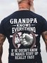Grandpa -Knows Everything If He Doesn't Know He Makes Stuff Up Really Fast Back Cotton T-shirt