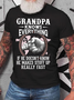 Grandpa -Knows Everything If He Doesn't Know He Makes Stuff Up Really Fast Cotton T-Shirt
