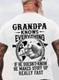 Grandpa -Knows Everything If He Doesn't Know He Makes Stuff Up Really Fast Back Cotton T-shirt