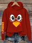 Women's Cute Turkey Fall Thanksgiving Printed Hooded Sweatshirt Hoodie