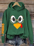 Women's Cute Turkey Fall Thanksgiving Printed Hooded Sweatshirt Hoodie