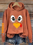 Women's Cute Turkey Fall Thanksgiving Printed Hooded Sweatshirt Hoodie