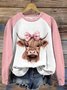 Scottish Highlands Beef Color blocked Round Neck Sweatshirt