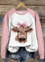 Scottish Highlands Beef Color blocked Round Neck Sweatshirt