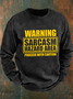 Warning Sarcasm Hazard Area Men's Casual Sweatshirt