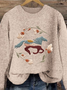 Women's Vintage Embroidered Horse Print Crew Neck Knit Sweater