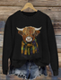 Scottish Cute Little Cow Round Neck Sweater