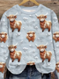 Women's Vintage Highland Cow Print Regular Fit Sweatshirt