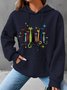 Vintage Retro Mid-Century Modern Look Cats Simple Loose Hoodie