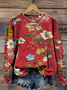 Vintage Floral Print Casual Sweatshirt