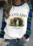 Scottish Highlands Beef Color blocked Round Neck Sweatshirt