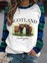 Scottish Highlands Beef Color blocked Round Neck Sweatshirt