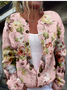Retro Fresh Flowers Print Buttoned Cardigan Sweater