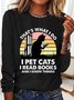 Cat And Book Casual Long Sleeve Shirt