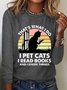 Cat And Book Casual Long Sleeve Shirt