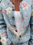 Crew Neck 3D Printing Vintage Knitted Cardigan
