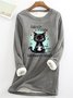 Sarcasm & Attitude Angry Cat Funny Quote Casual Fluff Fleece Fabric Sweatshirt