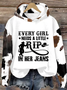 Women's Every Girl Needs A Little RIP In Her Jeans Print Casual Hoodie