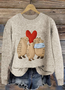 Cute dolphin embroidery art round neck sweater