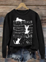 Women's Cat Music Print Sweatshirt