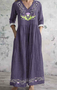Retro style floral V-neck long sleeved dress