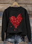 Women's Valentine's Day Heart Pattern Crew Neck Sweatshirt