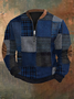 Men's Retro Western Textured Print Zip Collar Sweatshirt