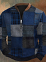 Men's Retro Western Textured Print Zip Collar Sweatshirt