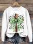 Women'S Retro St. Patrick's Day God Christian Cross Print Sweatshirt
