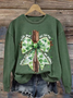 Women'S Retro St. Patrick's Day God Christian Cross Print Sweatshirt