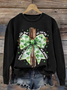 Women'S Retro St. Patrick's Day God Christian Cross Print Sweatshirt