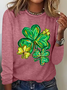 St Patrick's Day Clover Print Casual Long Sleeve Shirt