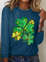St Patrick's Day Clover Print Casual Long Sleeve Shirt