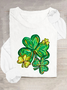 St Patrick's Day Clover Print Casual Long Sleeve Shirt