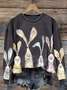 Women'S Watercolor Bunny Print Long Sleeve Sweatshirt