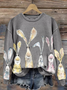 Women'S Watercolor Bunny Print Long Sleeve Sweatshirt