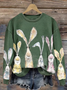 Women'S Watercolor Bunny Print Long Sleeve Sweatshirt