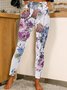 Women Large Format Flowers Regular Fit Casual Leggings