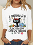 Black Cat I Survived Tax Season Everything Is Fine Casual Long Sleeve Shirt