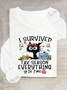 Black Cat I Survived Tax Season Everything Is Fine Casual Long Sleeve Shirt