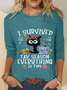 Black Cat I Survived Tax Season Everything Is Fine Casual Long Sleeve Shirt