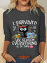 Black Cat I Survived Tax Season Everything Is Fine Casual Long Sleeve Shirt